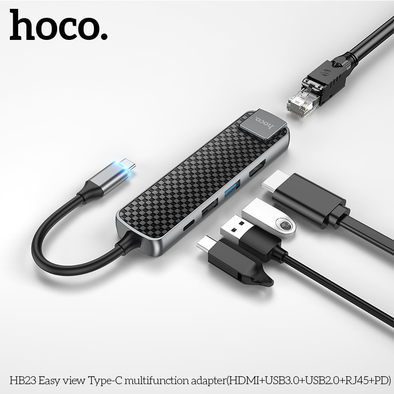 SUPER HUB UBS-C (HDMI+USB-A3.0+USB-A2.0+RJ45(ETHERNET)+USB-C) HB234
