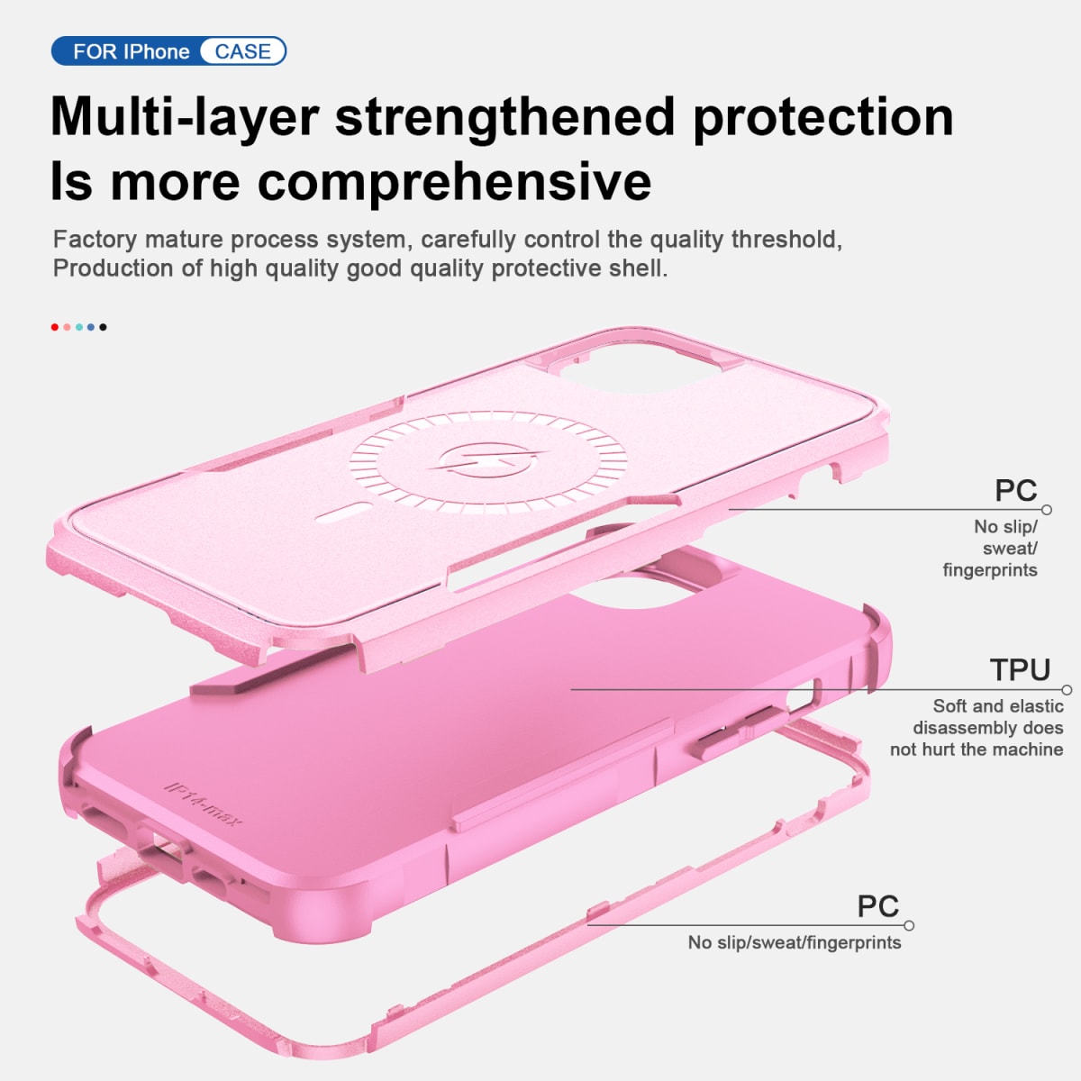 ANTIGOLPES 2 MAGSAFE ALTA PROTECCION ROSADO IPHONE 14 PLUS2
