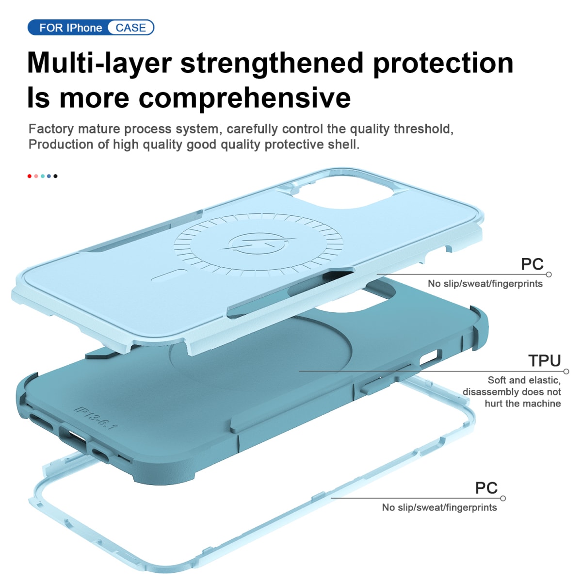 ANTIGOLPES 2 MAGSAFE ALTA PROTECCION VERDE AGUA IPHONE 141