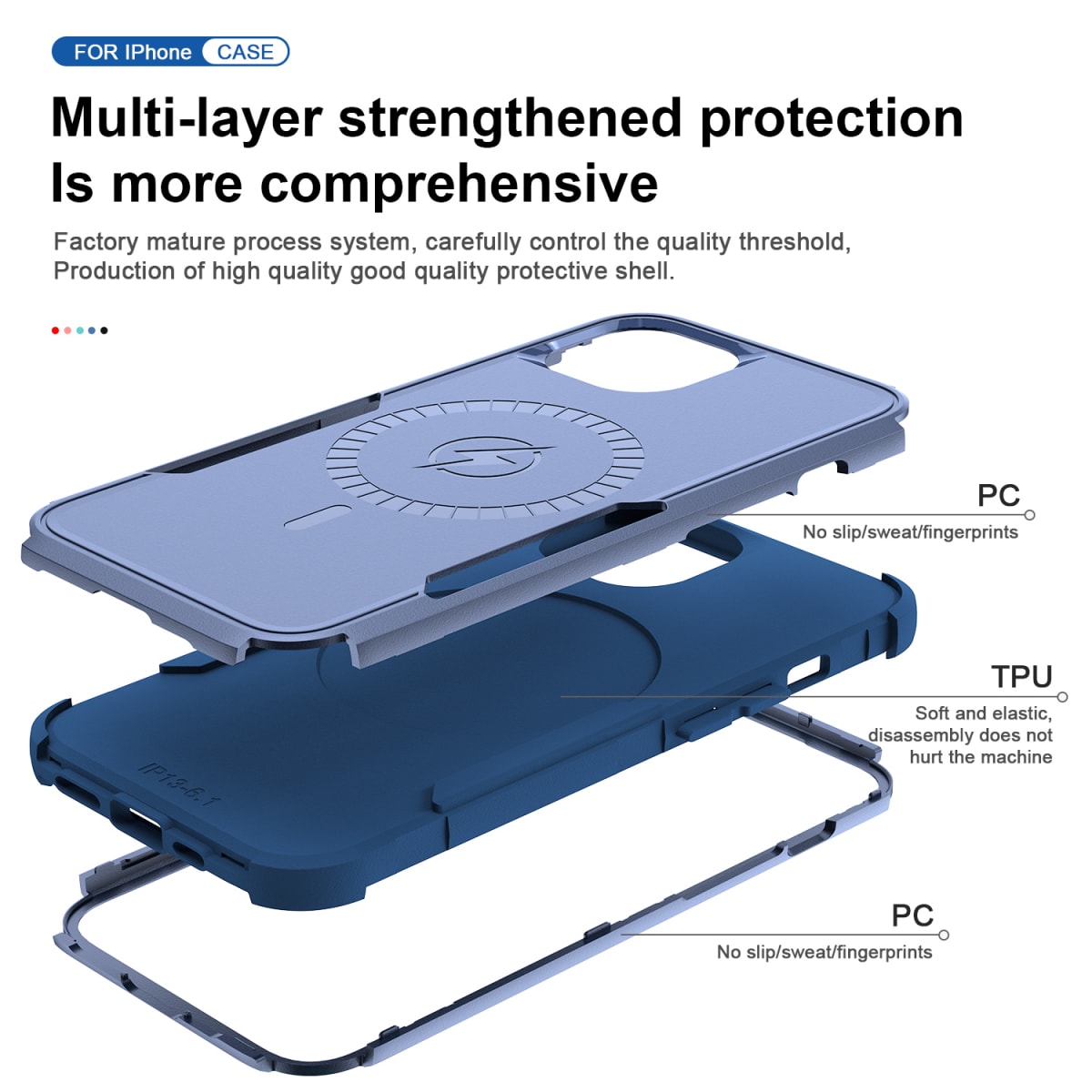 ANTIGOLPES 2 MAGSAFE ALTA PROTECCION AZUL IPHONE 142
