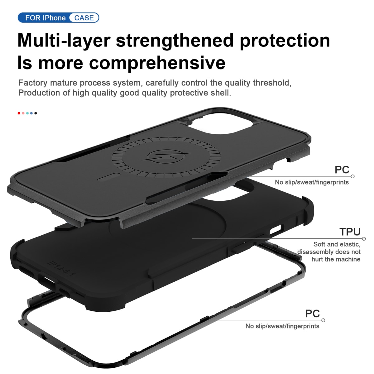 ANTIGOLPES 2 MAGSAFE ALTA PROTECCION NEGRO IPHONE 144