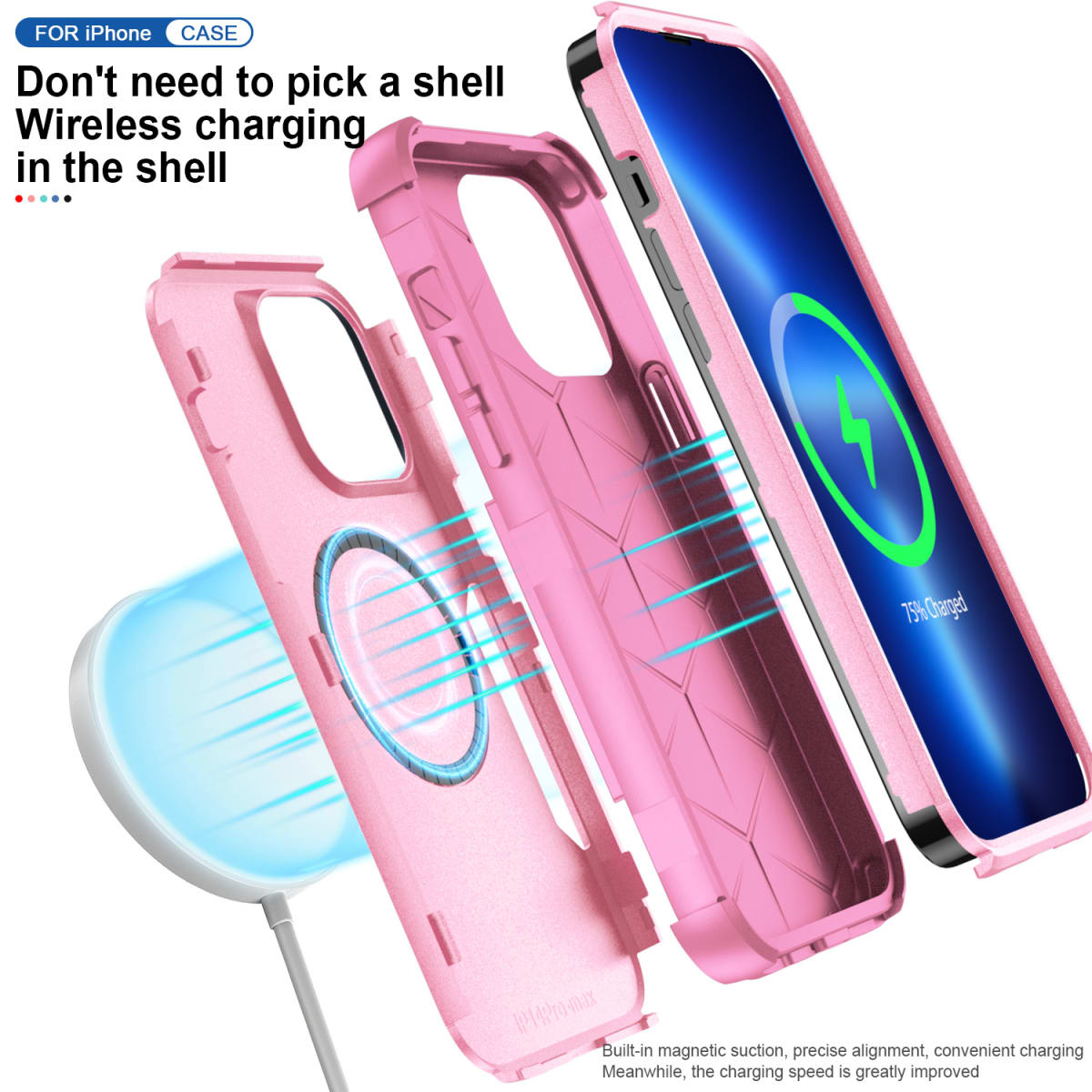 ANTIGOLPES 2 MAGSAFE ALTA PROTECCION ROSADO IPHONE 14 PRO MAX2