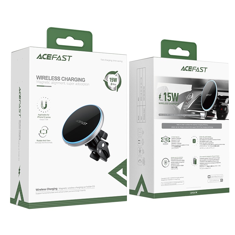SOPORTE AUTO MAGSAFE + CARGA INALAMBRICA 15W (D3)5