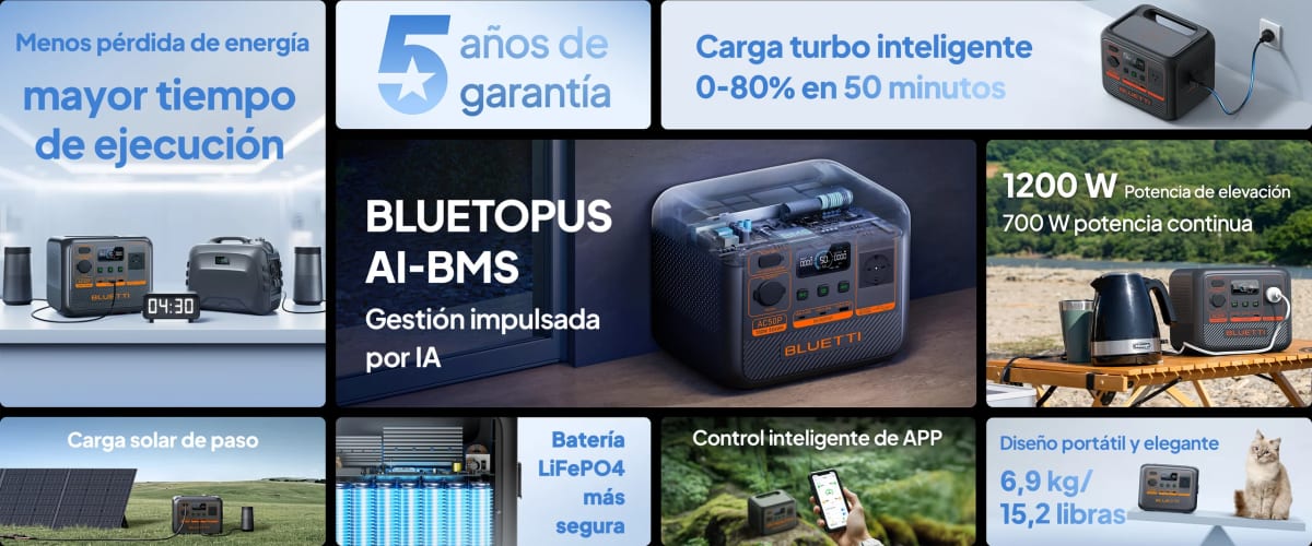 BLUETTI AC50P | Banco de batería recargable | 700W - 504Wh | CHILE6