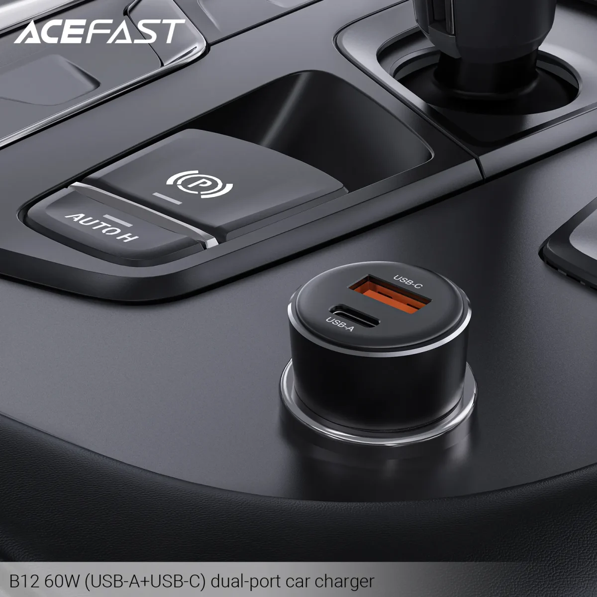ENCHUFE DE VEHICULO 60W USB C + USB A (B12)2