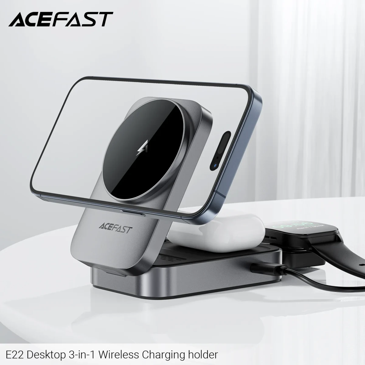 SOPORTE 3 EN 1 PARA TELEFONO, APPLE WATCH Y AIRPDOS (E22)2