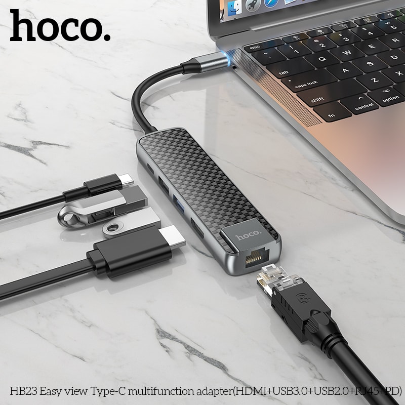 SUPER HUB UBS-C (HDMI+USB-A3.0+USB-A2.0+RJ45(ETHERNET)+USB-C) HB235