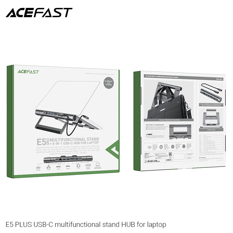SOPORTE LAPTOP CON HUB USB-C MULTIFUNCION (E5 PLUS)5