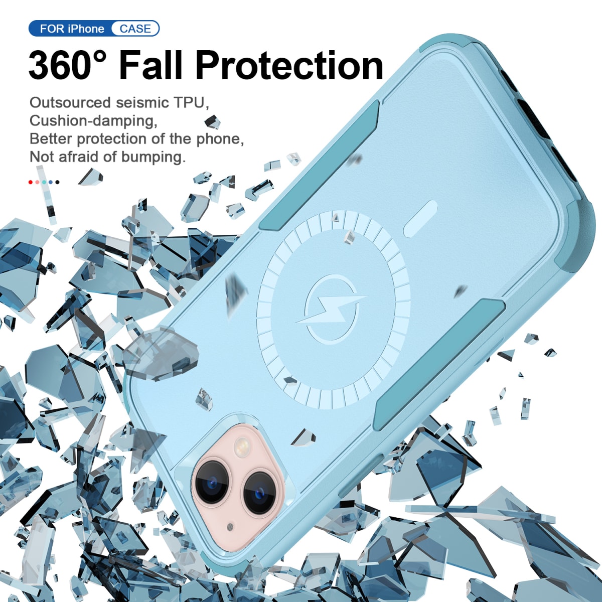 ANTIGOLPES 2 MAGSAFE ALTA PROTECCION VERDE AGUA IPHONE 143