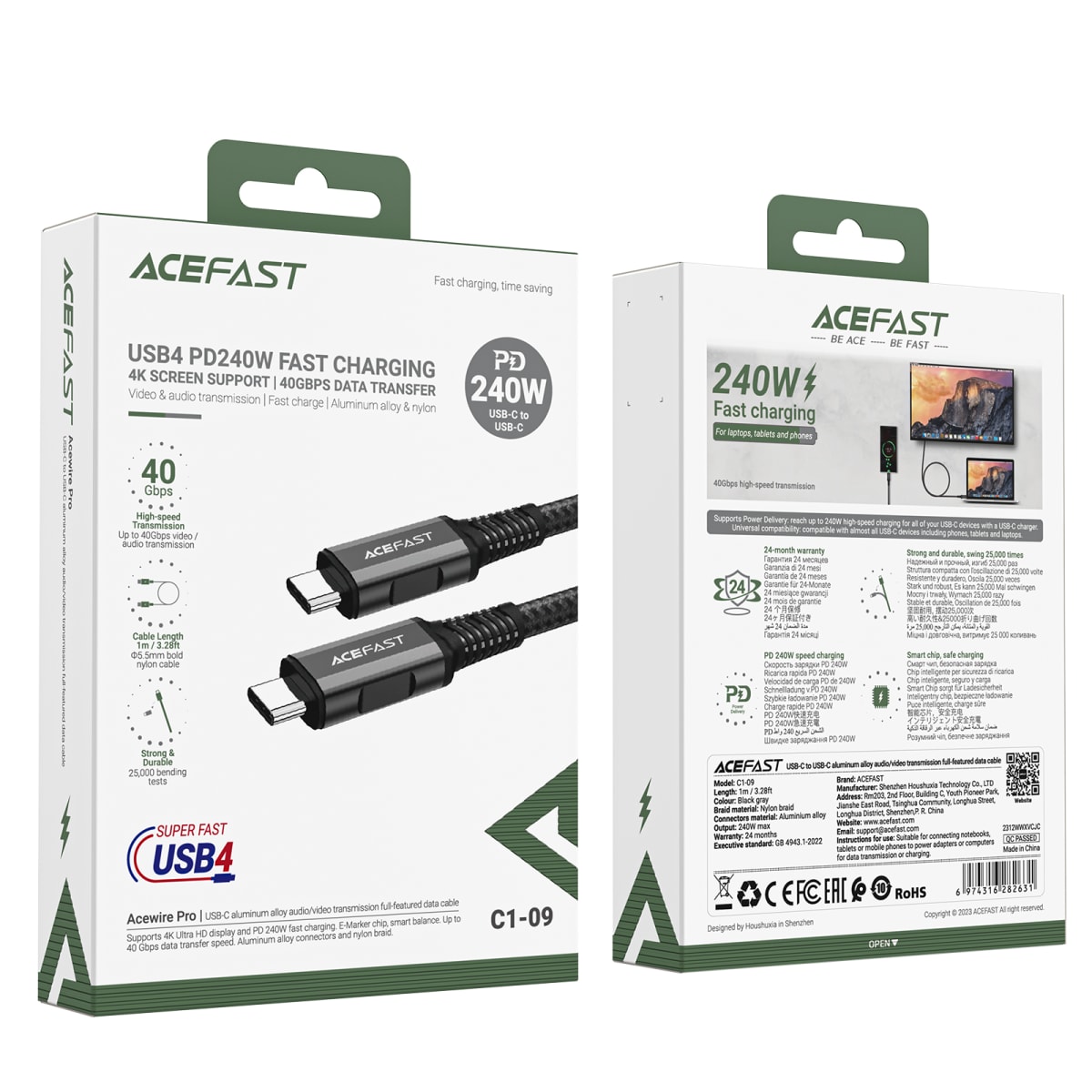 CABLE USB-C A USB-C 1.2M C1-09 CERTIFICADO MFI (SINCRONIZA DATOS)2