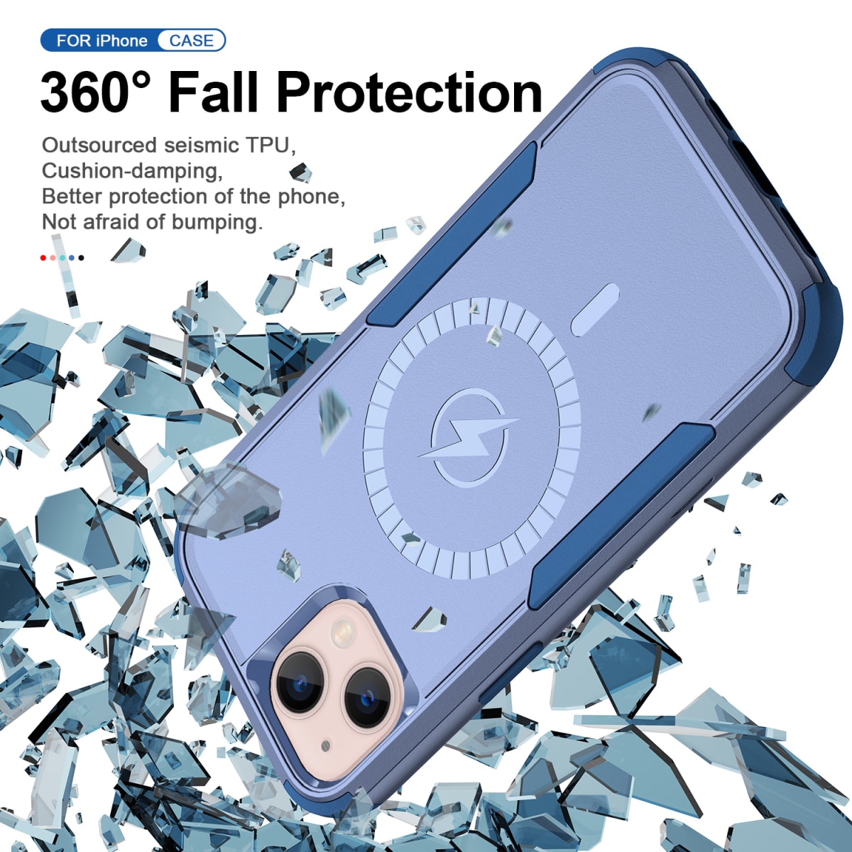 ANTIGOLPES 2 MAGSAFE ALTA PROTECCION AZUL IPHONE 143