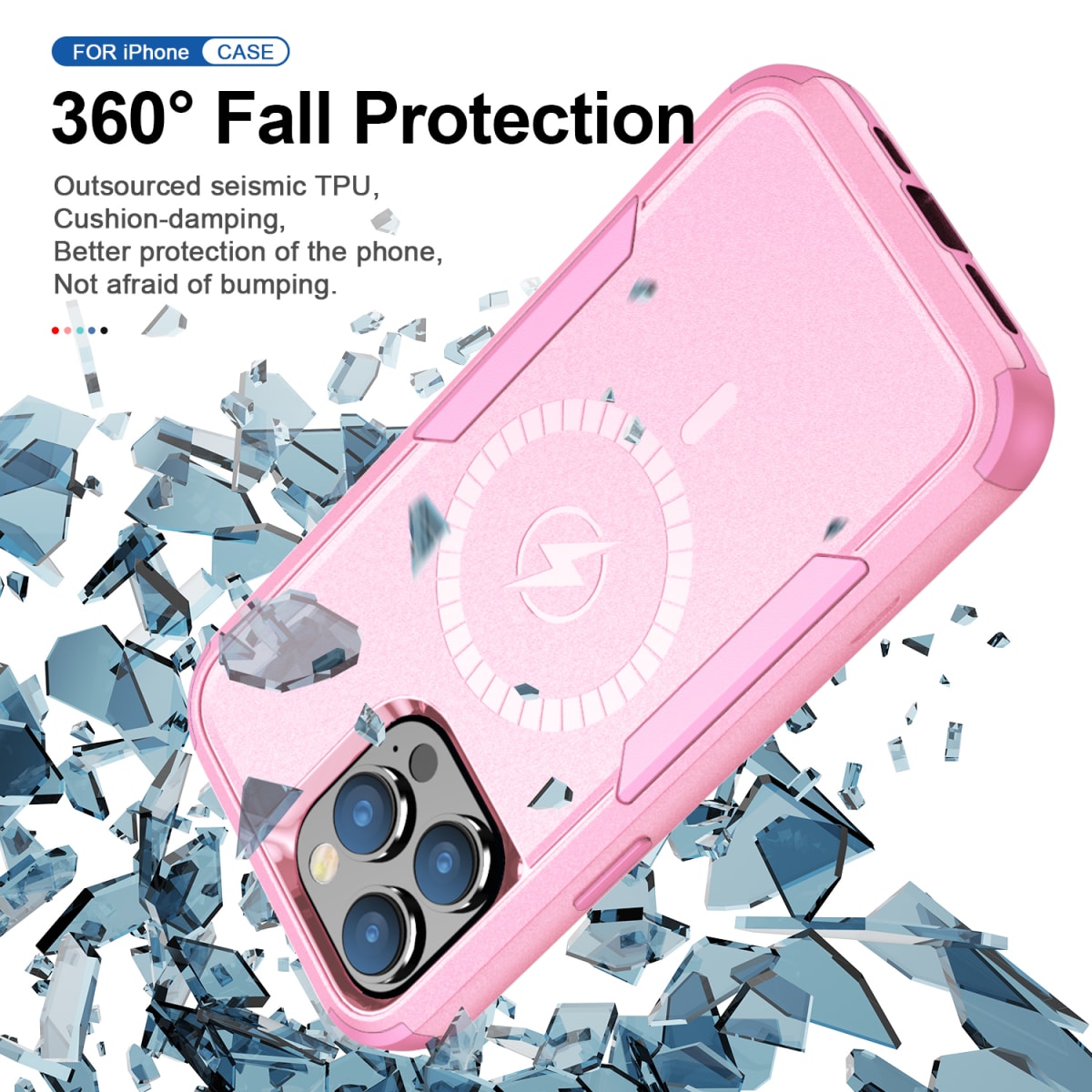 ANTIGOLPES 2 MAGSAFE ALTA PROTECCION ROSADO IPHONE 14 PRO MAX3