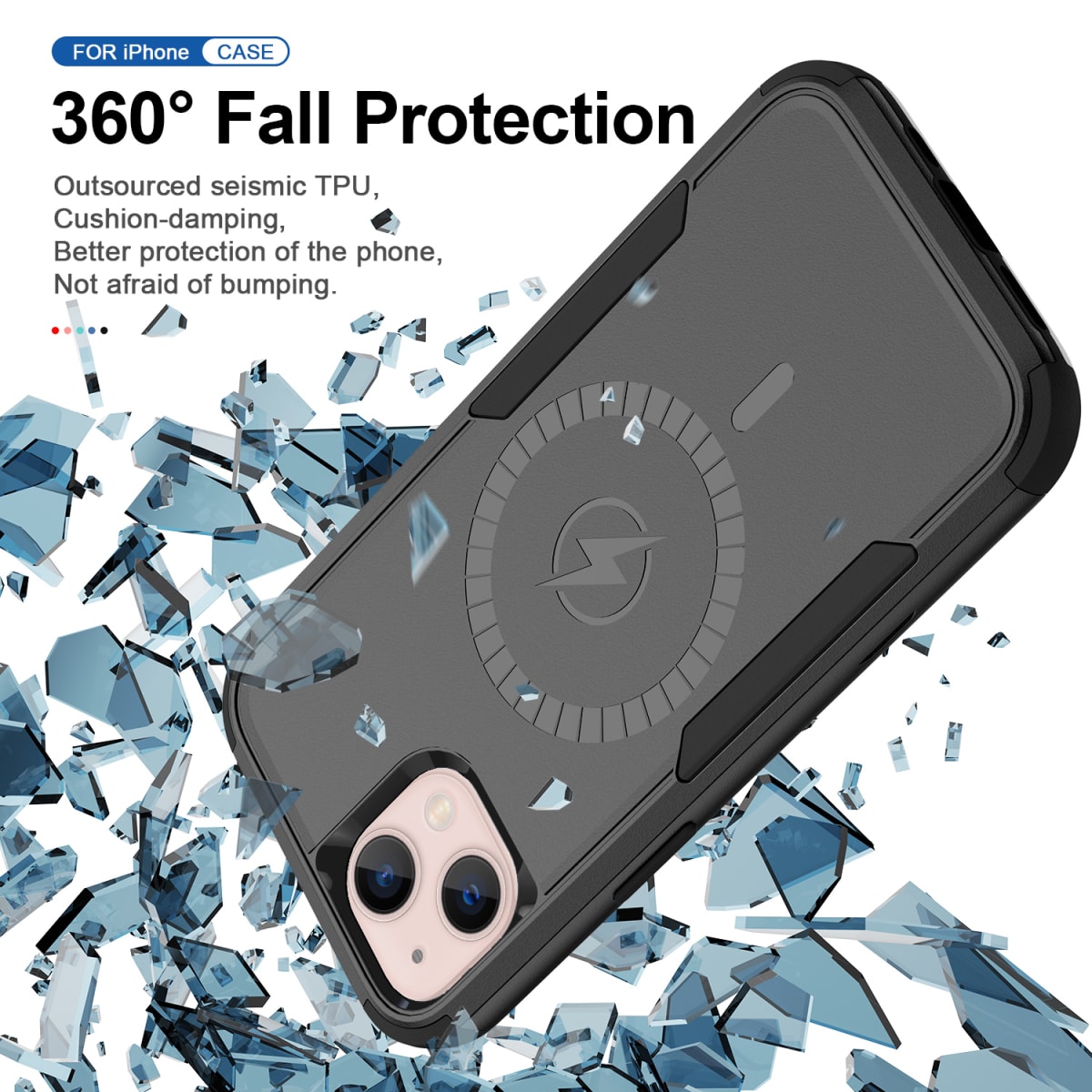 ANTIGOLPES 2 MAGSAFE ALTA PROTECCION NEGRO IPHONE 145