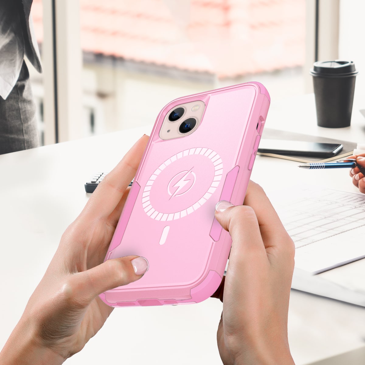 ANTIGOLPES 2 MAGSAFE ALTA PROTECCION ROSADO IPHONE 145