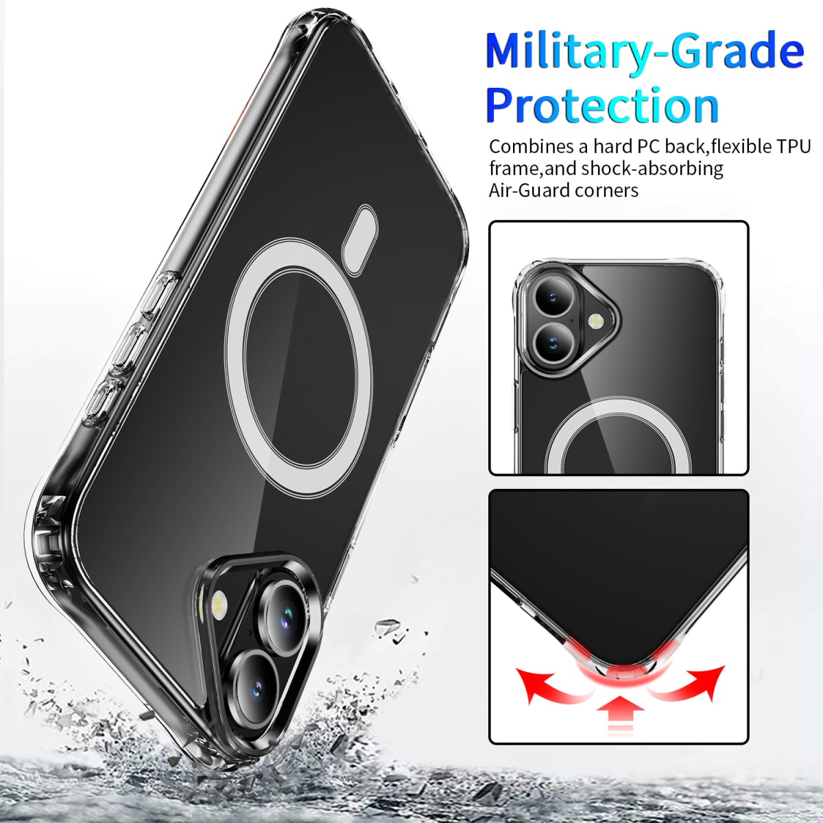 CARCASA TRANSPARENTE MAGSAFE REFORZADA IPHONE 175