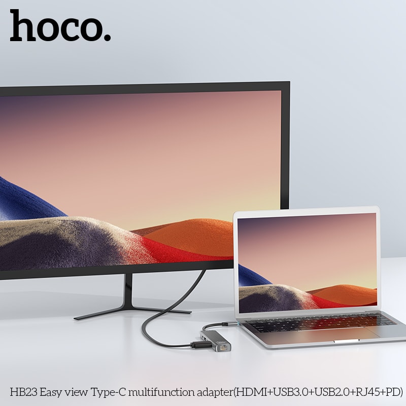 SUPER HUB UBS-C (HDMI+USB-A3.0+USB-A2.0+RJ45(ETHERNET)+USB-C) HB236