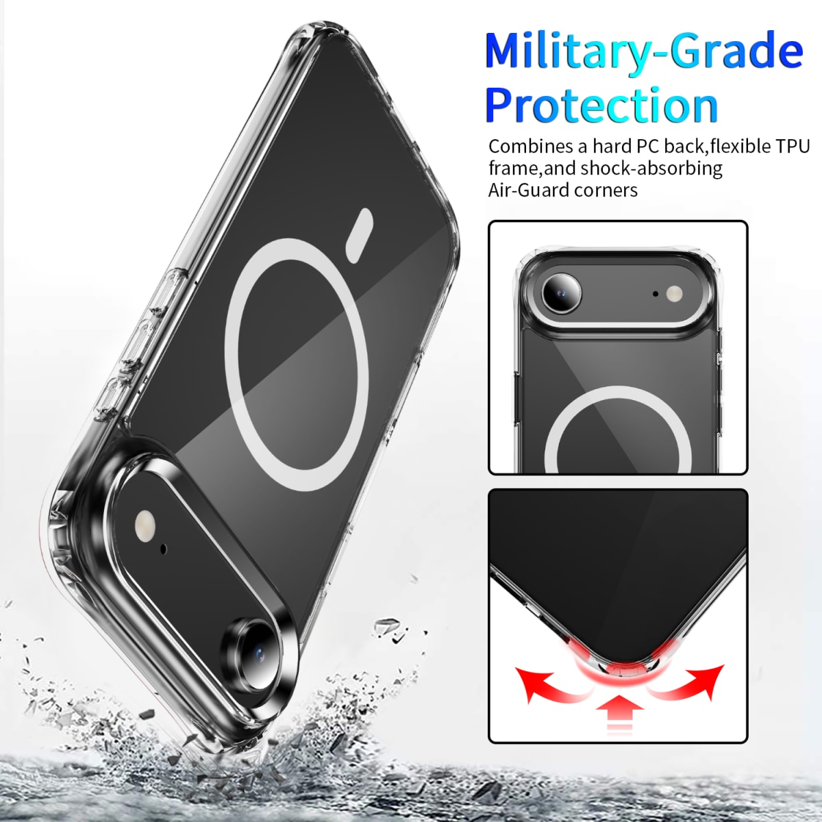 CARCASA TRANSPARENTE MAGSAFE REFORZADA IPHONE 17 AIR5