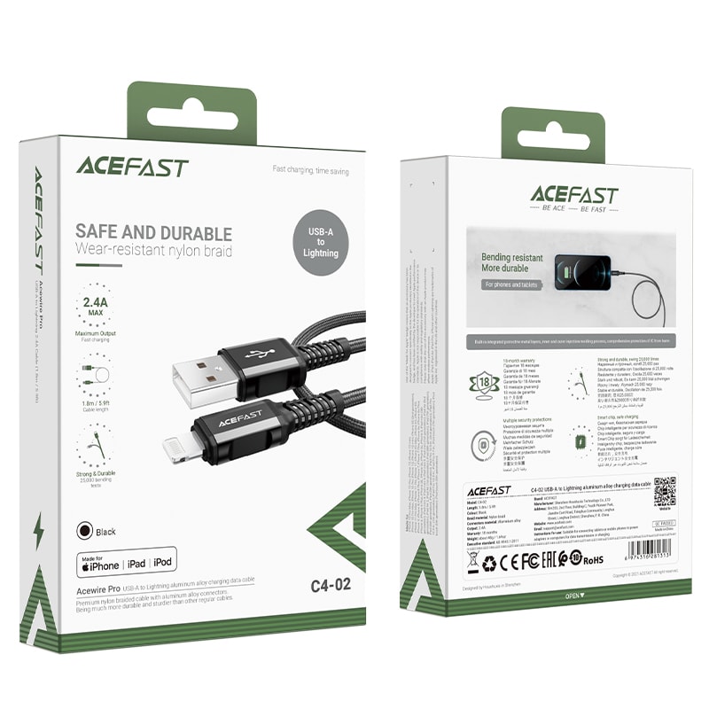 CABLE USB-A A LIGHTNING 1.8M C4-027