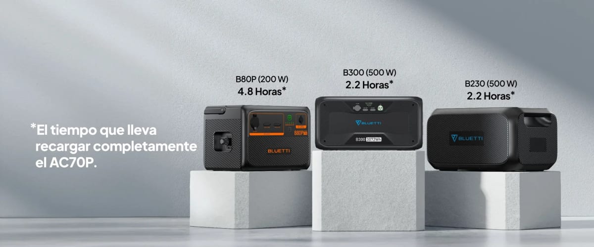BLUETTI AC70P | Banco de batería recargable | 1000W - 864Wh | CHILE4