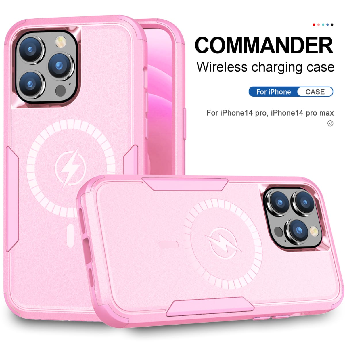 ANTIGOLPES 2 MAGSAFE ALTA PROTECCION ROSADO IPHONE 14 PRO1