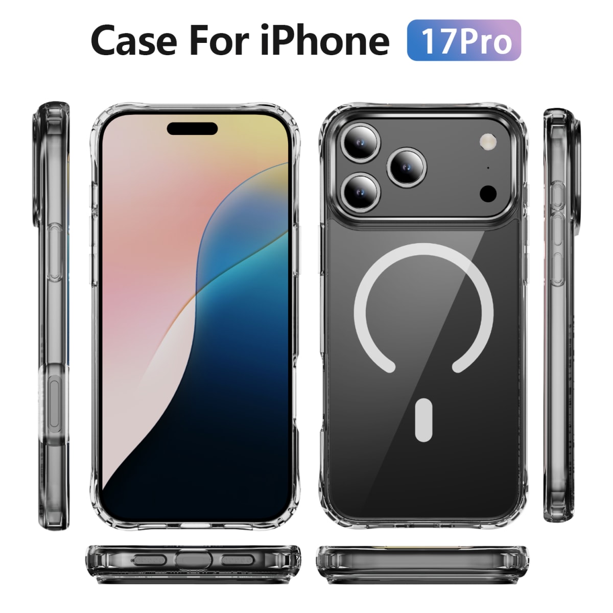 CARCASA TRANSPARENTE MAGSAFE REFORZADA IPHONE 17 PRO2
