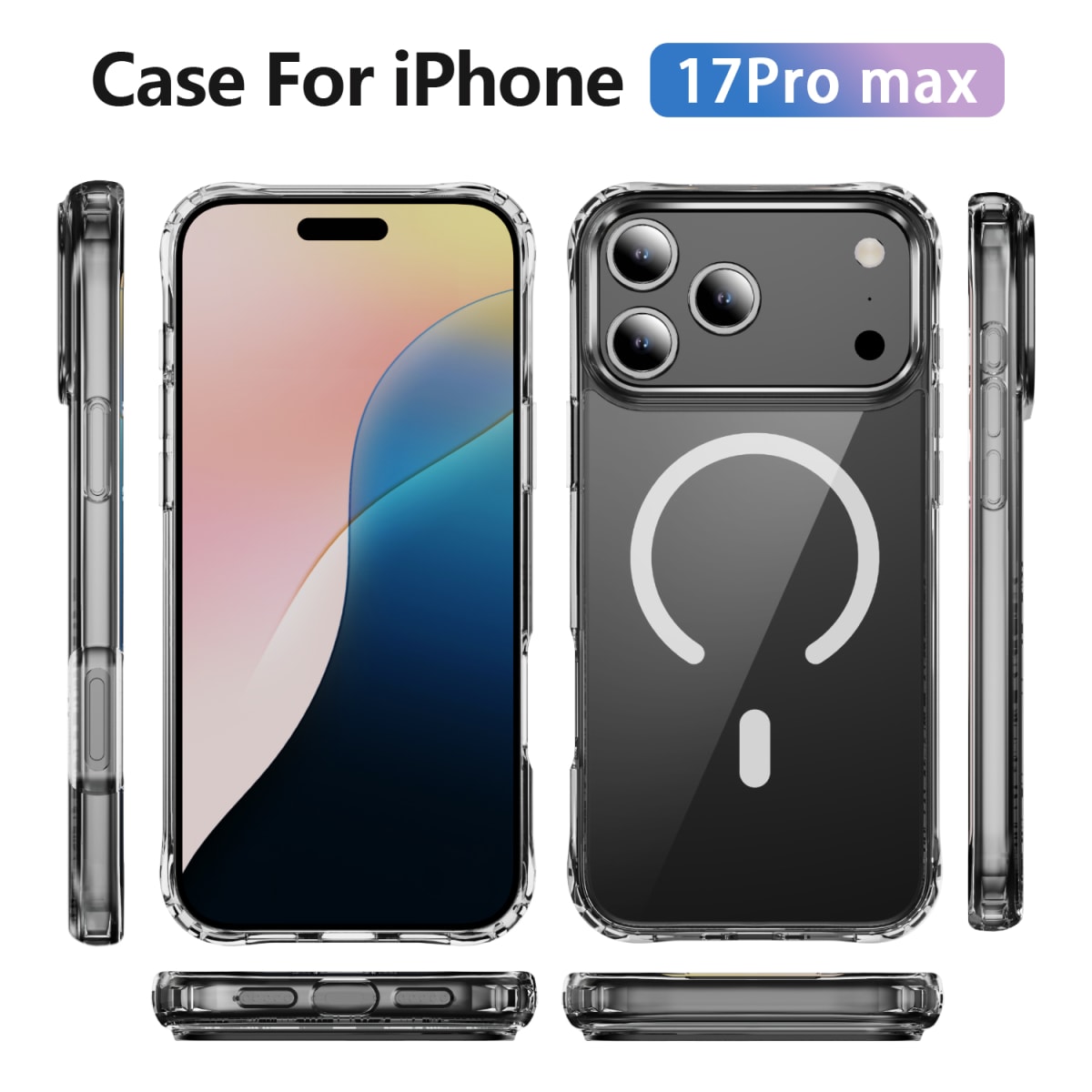 CARCASA TRANSPARENTE MAGSAFE REFORZADA IPHONE 17 PRO MAX2
