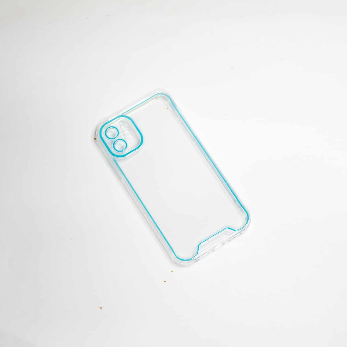 TRANSPARENTE BORDES TURQUESA Y PROTECTOR DE CÁMARA IPHONE 111