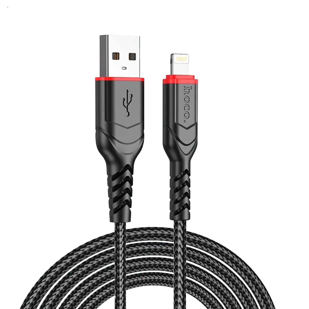 CABLE HOCO 1M USB-A A LIGHTNING NEGRO ENCORDONADO (X59)2