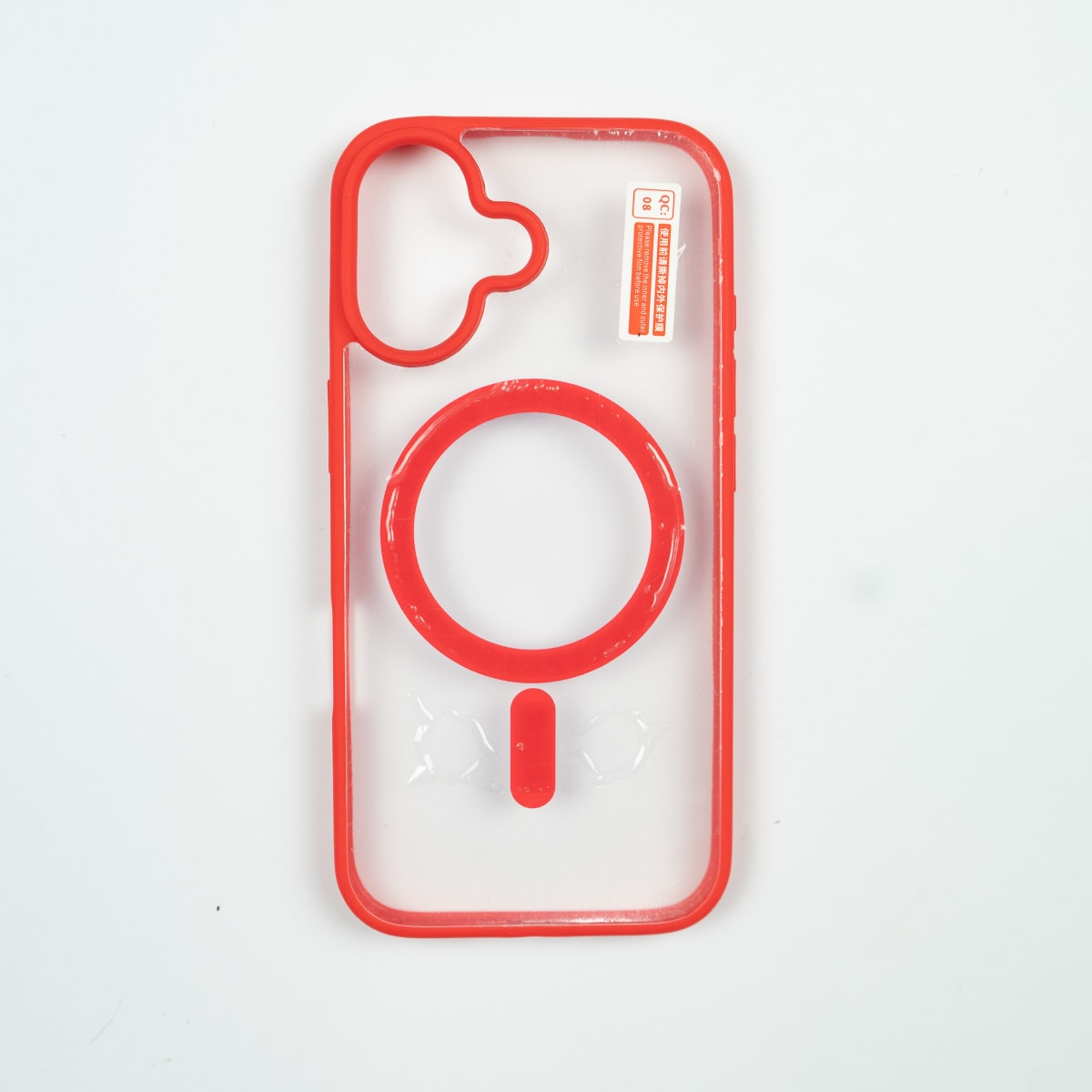 CARCASA MAGSAFE TRASPARENTE REFORZADA IPHONE 17 ROJO1