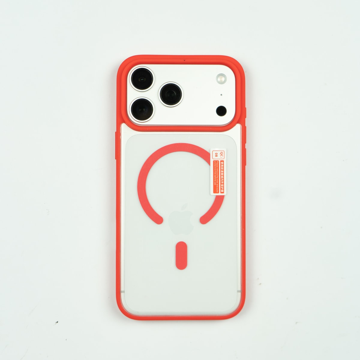 CARCASA MAGSAFE TRASPARENTE REFORZADA IPHONE 17 PRO ROJO1