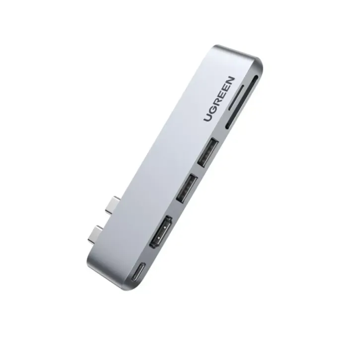 ADAPTADOR LATERAL DUAL USB-C / HDMI + 2USB-A 3.0 + (SD/MICROSD) + USBC MACBOOK PRO/AIR (CM380)2