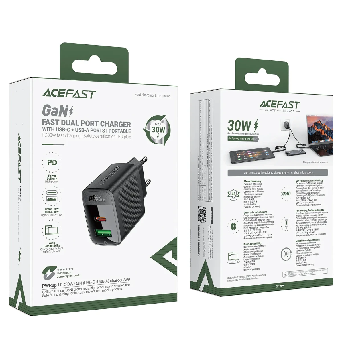ENCHUFE 30W TIPO USB C+USB A:30W (C:30W;A:18W)(A98)5