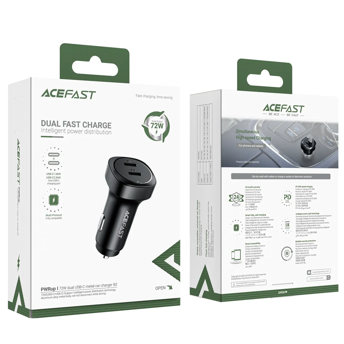 ENCHUFE DE VEHICULO 72W 2*USB C (B2)4
