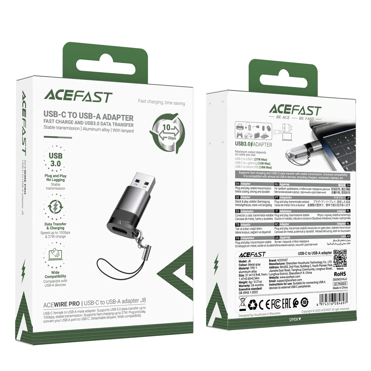 ADAPTADOR USB C A USB A MACHO (J8)5