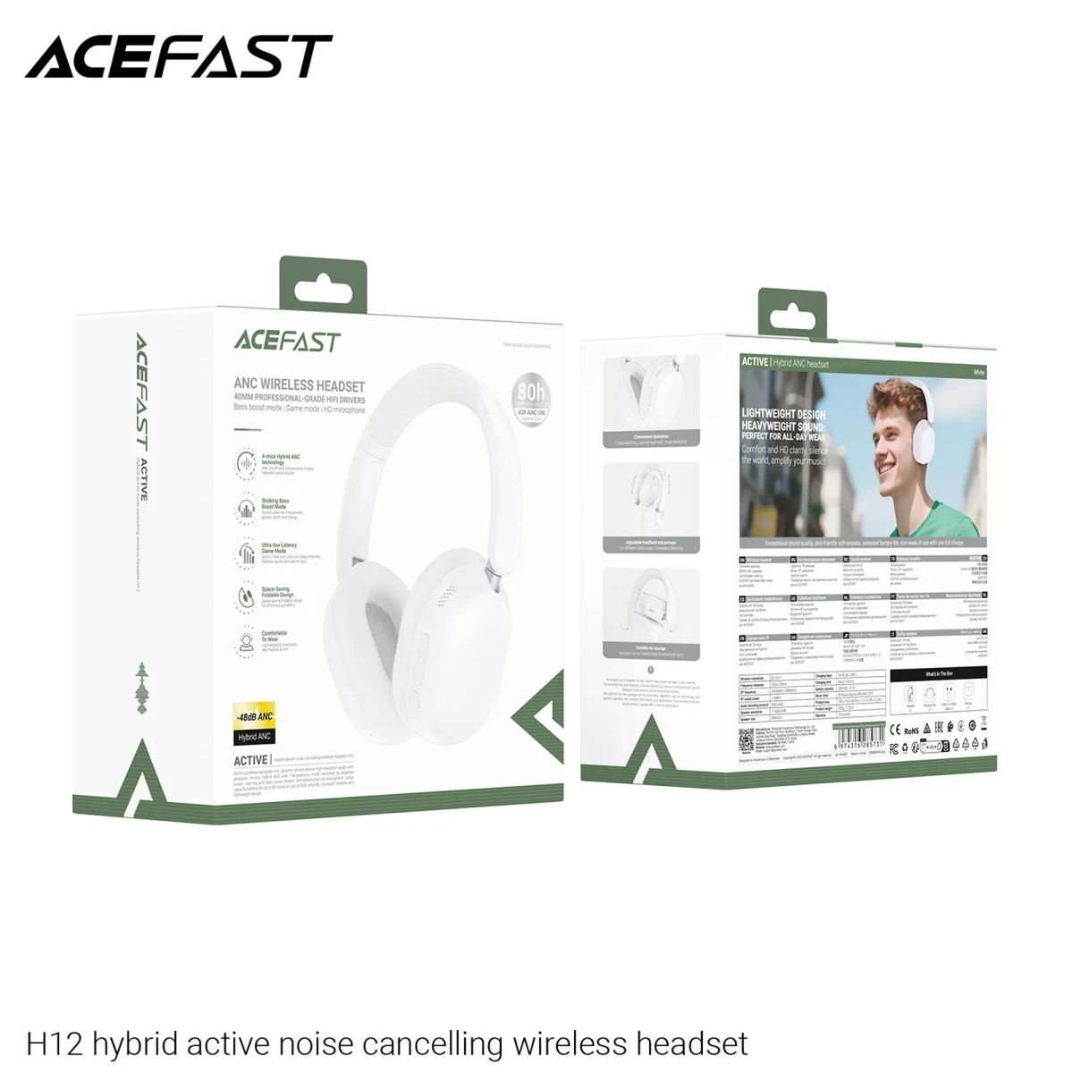 AURICULARES BLANCO INALAMBRICOS CON CANCELACION DE RUIDO (H12)3
