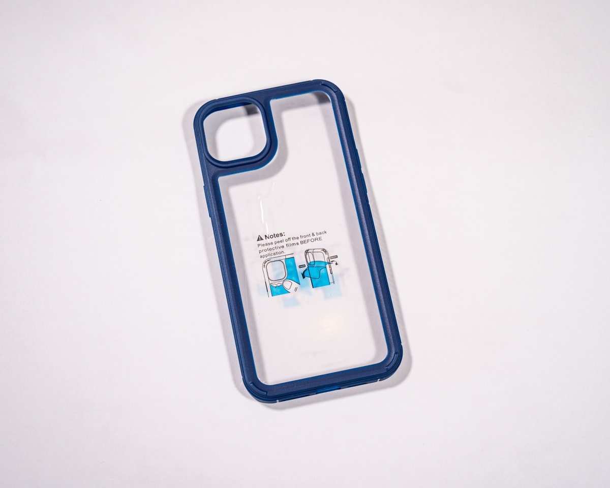 TRANSPARENTE + BORDE COLOR REFORZADA AZUL IPHONE 14 PLUS2