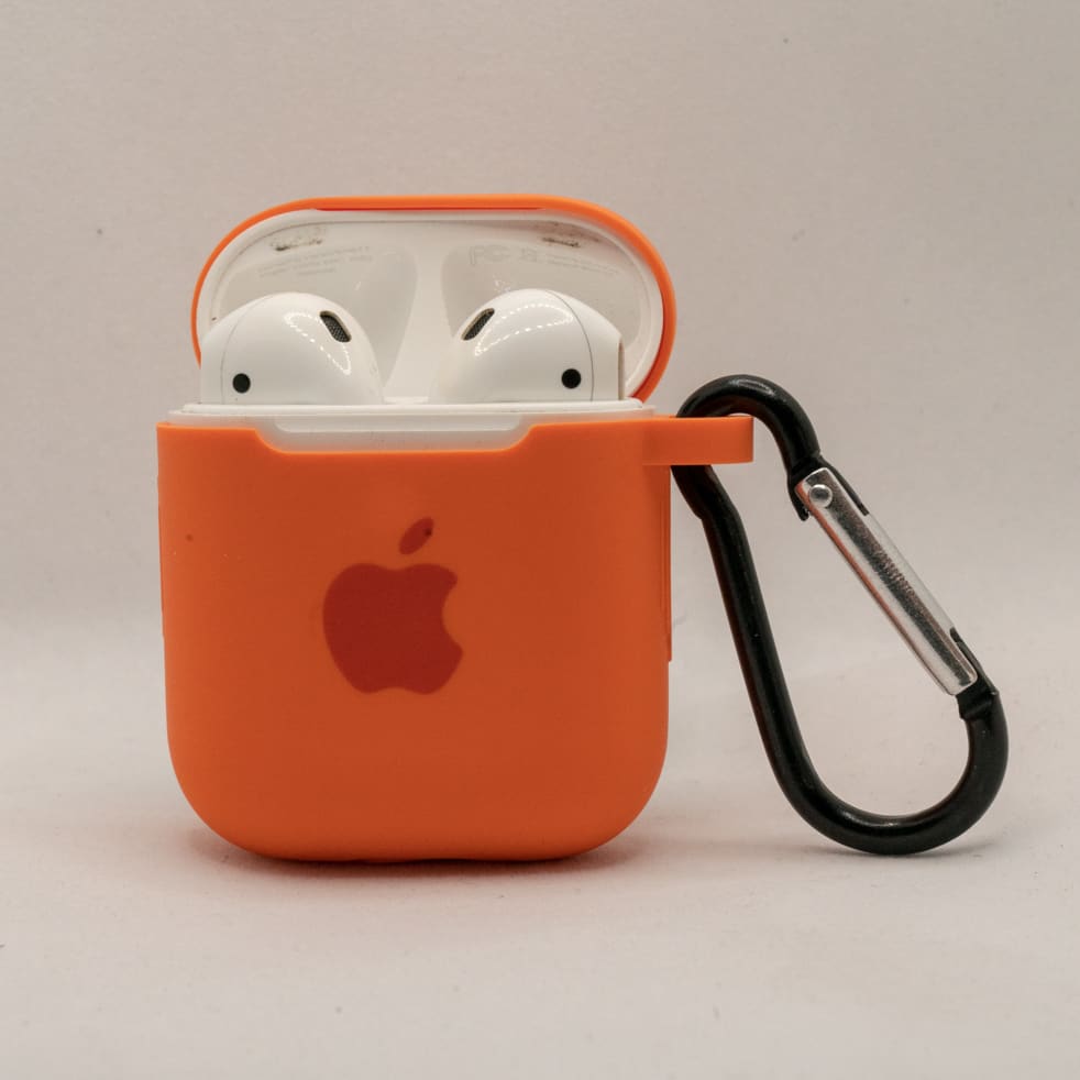 FUNDA SILICONA AIRPODS  1ER Y 2DA NARANJO1