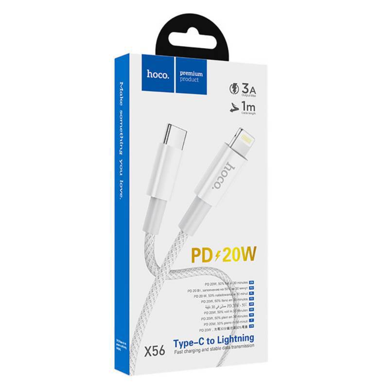 CABLE USB C A LIGHTNING X56 1M BLANCO HOCO PREMIUM1