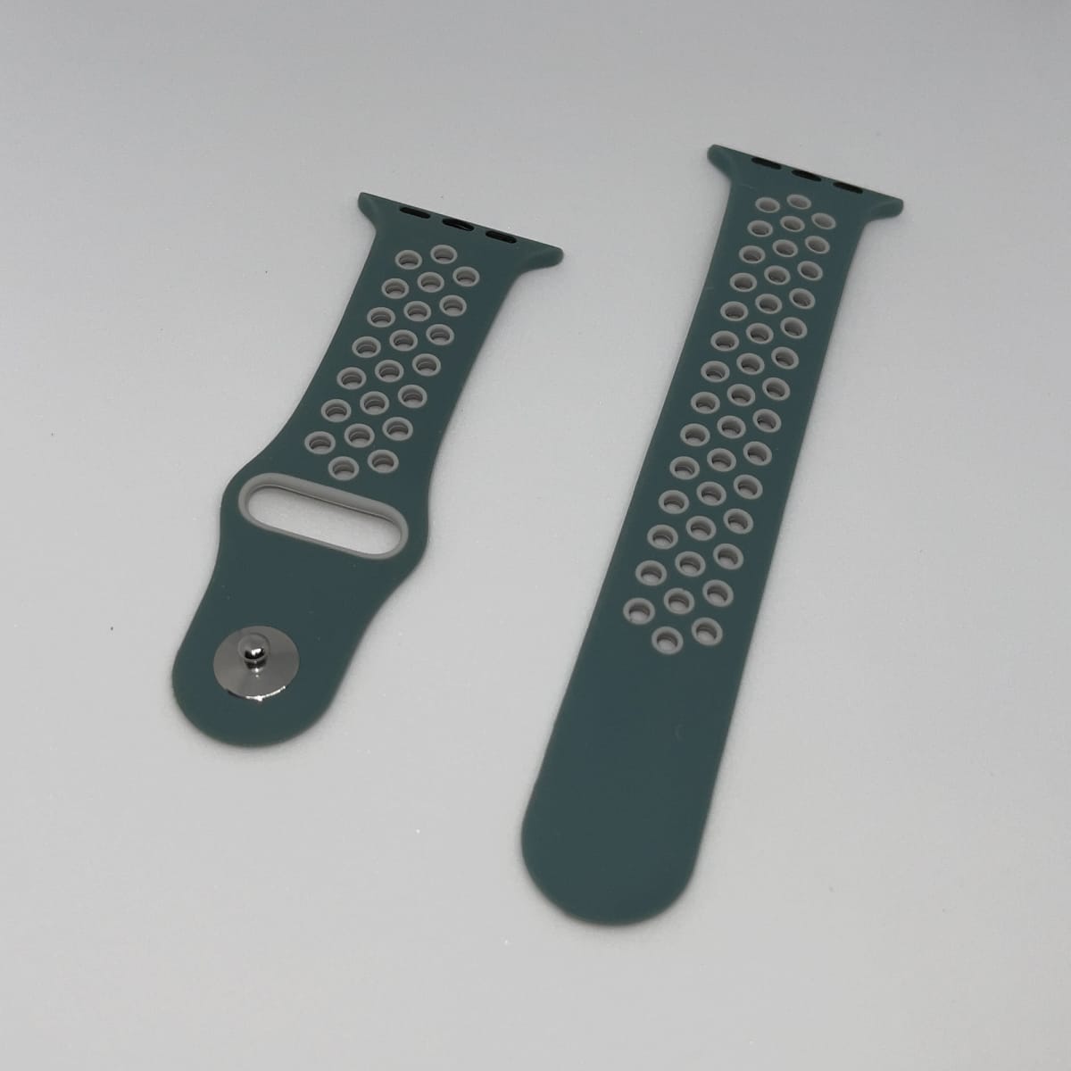 CORREA DEPORTIVA SILICONA  42-44-45MM VERDE PETROLEO Y GRIS1