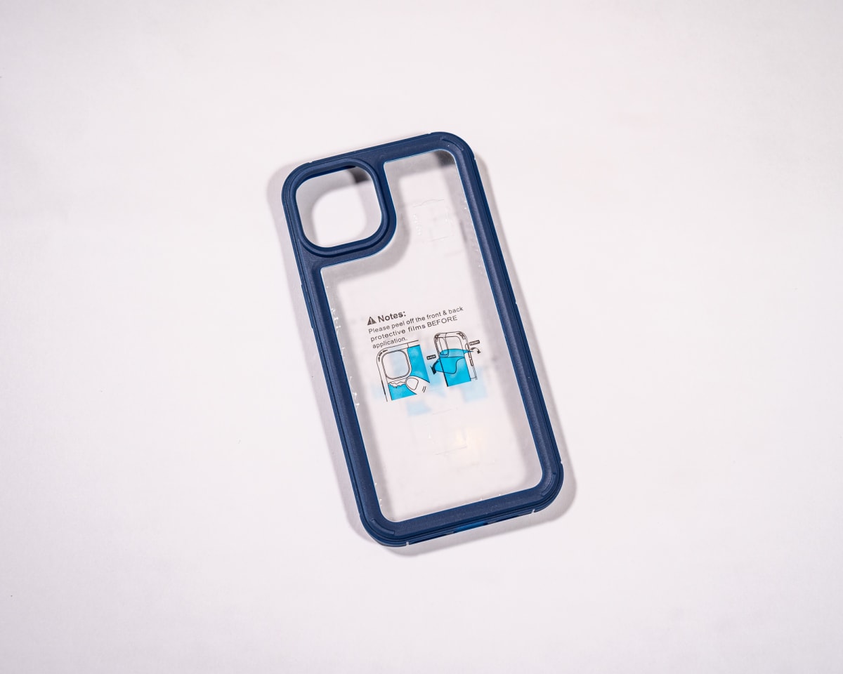 TRANSPARENTE + BORDE COLOR REFORZADA AZUL IPHONE 142