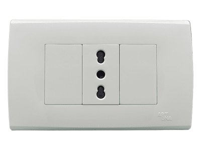 Armado - Tomacorriente Simple 10/16A. Blanco Serie A83