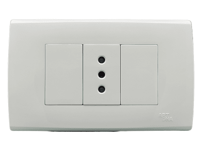 Armado - Tomacorriente Simple 10A. Blanco Serie A83