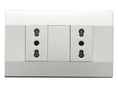 Armado - Tomacorriente Doble 10/16A. Plata Serie K