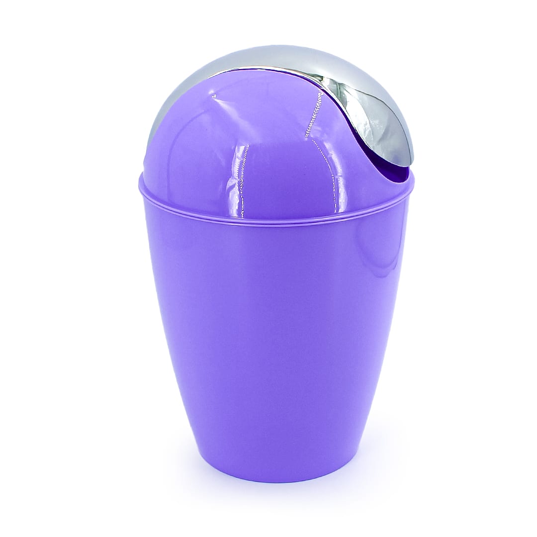 Papelera De Baño Cosmic Essentials Con Pedal - Capacidad 5L, Diseño Circular Color Arena, Tapa Con Apertura Higiénica