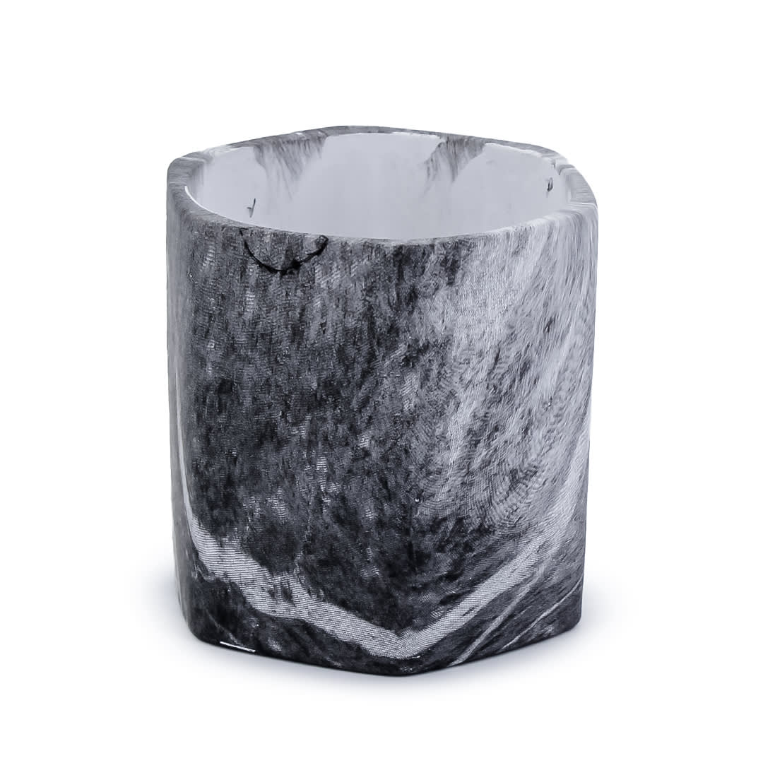 Macetero De Cerámica De Gres Pintado A Mano En Color Azulado