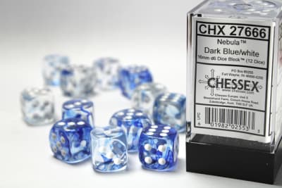 Set 12 Dados Nebula Dark Blue/White