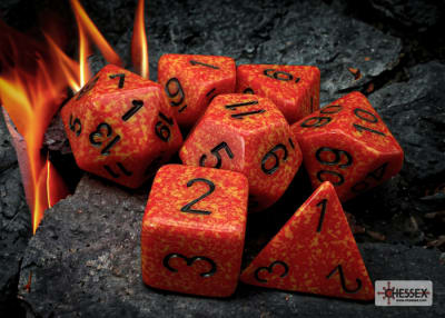 Polyhedral 7-Die Set Speckled Fire