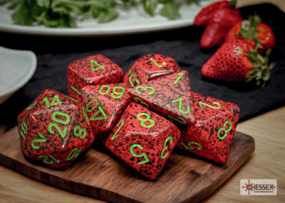 Polyhedral 7-Die Set Speckled Strawberry