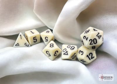 Set 7 Dados Opacos Ivory/Black