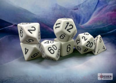 Set 7 Dados Opacos White/Black